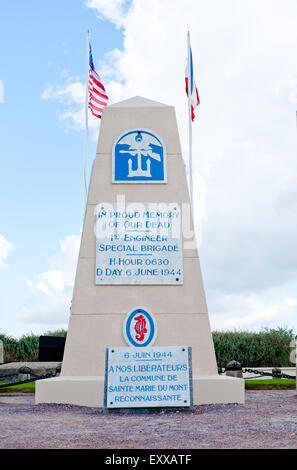 Utah Beach Memorial pour la 1ère brigade spéciale du génie, cette plage a été l'un des sites du débarquement au cours de la Seconde Guerre mondiale. Banque D'Images