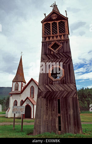 St.Paul's Anglican Church Bell Tower,et,des Gitwangak British Columbia Banque D'Images