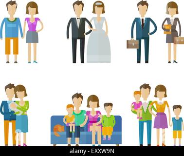 Les gens, folk logo vector modèle. mariage, famille, enfants ou nuptial icons Illustration de Vecteur