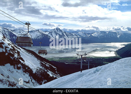 Télésièges à Ski Alyeska, Alaska Banque D'Images