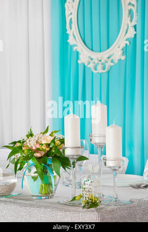 Table de Mariage Décoration pour la mariée et le marié. Banque D'Images