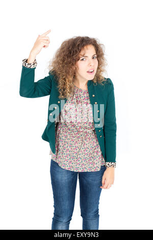 Beautiful Hispanic woman doing différentes expressions dans différents ensembles de vêtements : vous êtes fou Banque D'Images