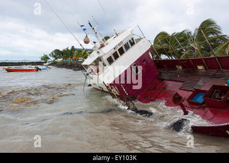 Naufrage causé par l'ouragan Ida à Big Corn Island Harbour, Nicaragua Banque D'Images