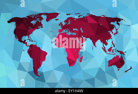 Carte du monde en style polygonal (structure géométrique) Banque D'Images