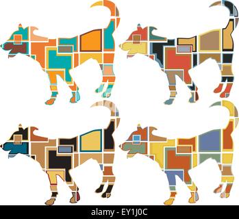 Ensemble d'eps8 vecteur coloré modifiable mosaïque des illustrations d'un jeune chien Illustration de Vecteur