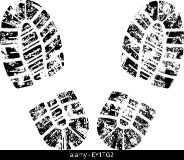 Noir et blanc détaillé bootprint - vector illustration Illustration de Vecteur