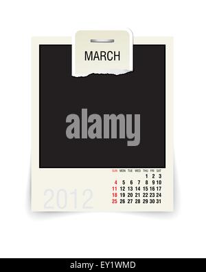 Calendrier avec photoframe vierge - vector illustration Illustration de Vecteur