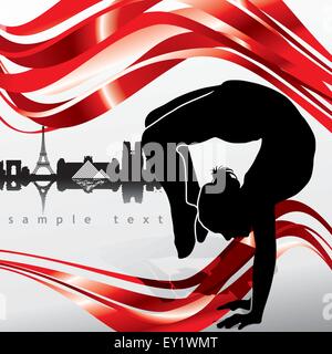 Ballet-girl avec toits de Paris en arrière-plan - vector illustration Illustration de Vecteur