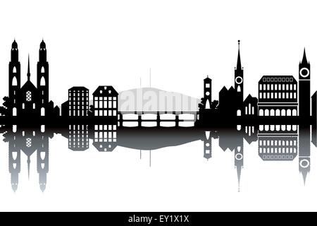 Horizon de Zurich - noir et blanc vector illustration Illustration de Vecteur