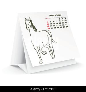 24 mai 2014 calendrier cheval - vector illustration Illustration de Vecteur