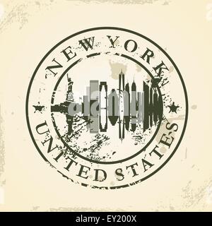 Grunge rubber stamp avec New York, USA - vector illustration Illustration de Vecteur