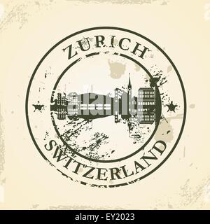 Grunge rubber stamp avec Zurich, Suisse - vector illustration Illustration de Vecteur