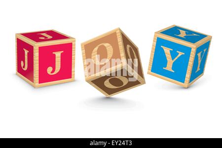 JOY écrit avec alphabet blocks - vector illustration Illustration de Vecteur