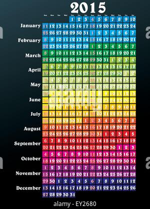 Calendrier 2015 avec télévision et numéros de longues ombres - vector illustration Illustration de Vecteur