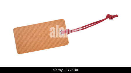 Ruban Rouge avec étiquette isolated on white Banque D'Images