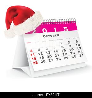 24 octobre 2015 calendrier avec chapeau de Noël - vector illustration Illustration de Vecteur