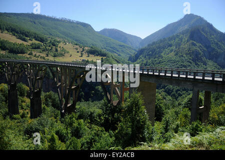 Pont sur la rivière Tara Canyon au Monténégro. Banque D'Images