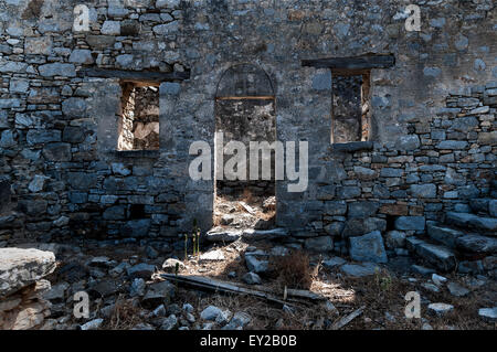 Chambre ruines en Micro Horio, Tilos. Banque D'Images