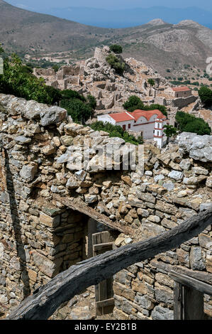 Chambre ruines en Micro Horio, Tilos. Banque D'Images