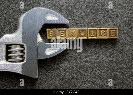 Service word faites de blocs métalliques avec une clé réglable Banque D'Images
