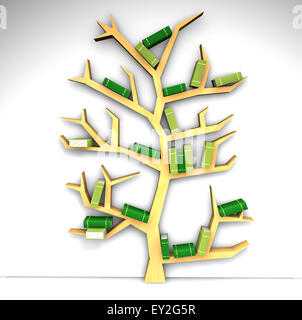 Arbre de la connaissance. Bibliothèque sur fond blanc Banque D'Images
