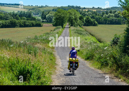 Dame cyclotourisme sur le réseau national Cycle NCN Route Nationale 25 (Dorset Trailway) Banque D'Images