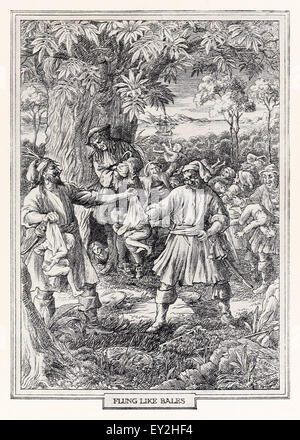 'Jetés comme des balles à partir du chapitre 13 "Peter & Wendy' par J.M. Barrie (1860-1937), illustration par F.D. Bedford (1864-1954). Voir la description pour plus d'informations. Banque D'Images