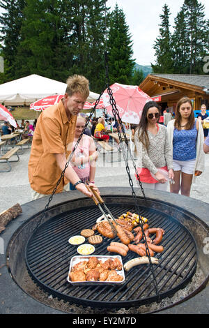 La Suisse, canton des Grisons, Lenzerheide, grillé Banque D'Images