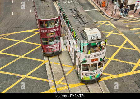 Les trams à central, hong kong island, hong kong, Chine, Asie Banque D'Images