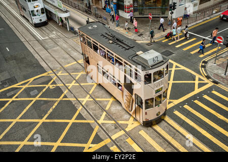 Le Tram à Central, Hong Kong Island, Hong Kong, Chine, Asie Banque D'Images
