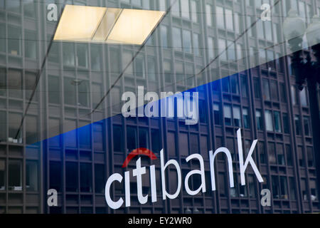 Un logo de la Citibank s'identifier centre-ville de Washington, D.C., le 11 juillet 2015. Citibank est la division Consumer de Citigroup. Banque D'Images