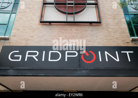 Un logo affiche à l'extérieur du siège de GridPoint à Arlington, en Virginie, le 12 juillet 2015. Banque D'Images