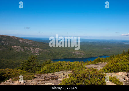 Vue générale de la Ridge Trail sur la Cadillac Mountain, l'Acadia National Park, Maine, États-Unis d'Amérique Banque D'Images