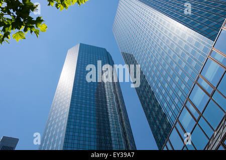 Tours jumelles de la Deutsche Bank, Frankfurt am Main, Hesse, Allemagne Banque D'Images