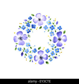 Élément de décoration florale aquarelle sur fond blanc Banque D'Images