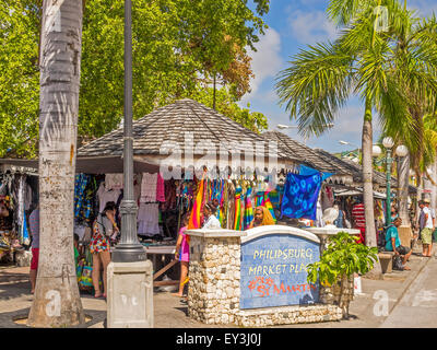 La Place du Marché Saint Martin Antilles Philipsburg Banque D'Images