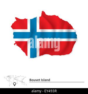 Carte de l'Île Bouvet avec drapeau - vector illustration Illustration de Vecteur