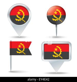 Les axes de la carte avec le drapeau de l'Angola - vector illustration Illustration de Vecteur