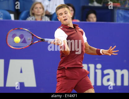 Umag, Croatie. 21 juillet, 2015. (Croatie) Borna Coric durant la match de simple Coricida v Granollers 26e ATP Konzum Croatie Umag Open tournoi au Stadion Stella Maris, le 21 juillet 2015 à Umag. Credit : Andrea Spinelli/Alamy Live News Banque D'Images