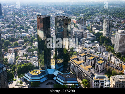 Tours jumelles de la Deutsche Bank, vue depuis la tour principale, Frankfurt am Main, Hesse, Allemagne Banque D'Images