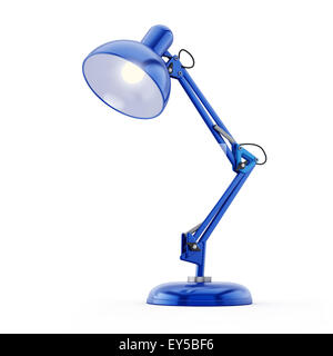 Lampe de bureau bleu isolé sur fond blanc Banque D'Images