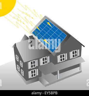 Habitation avec des panneaux solaires sur le toit Banque D'Images