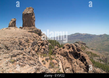 Centrale à l'intérieur des terres, Gran Canaria et Roque Nublo La Rana (la grenouille) Banque D'Images