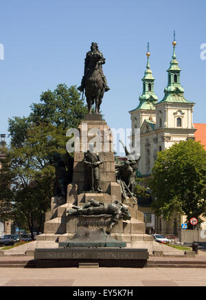 Pologne Cracovie, monument commémorant la bataille de Grunwald, 15 juillet 1410, remportée par le roi Ladislas Jagellon Banque D'Images