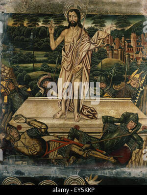 L'Espagne. L'Aragon. Tarazona. Retable de la chapelle de Purificacion. Nuestra Senora de la cathédrale. La résurrection du Christ, par le peintre espagnol Martin Bernat (active, 1469-1497). Banque D'Images