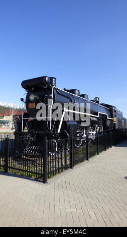 Les chemins de fer nationaux du U-1-A Classe 4-8-2 locomotive no 6015 de 1923 à Jasper, en Alberta. Banque D'Images