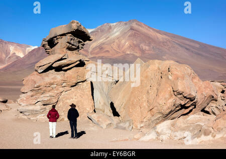 Formations de roche. Le désert de Dali. Eduardo Avaroa Réserve Nationale Bolivie Banque D'Images