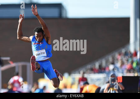 Toronto, Ontario, Canada. 22 juillet, 2015. Tyrone Smith des Bermudes au saut à l'événement des Jeux Panaméricains de 2015 à Toronto. Credit : ZUMA Press, Inc./Alamy Live News Banque D'Images