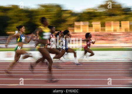 Toronto, Ontario, Canada. 23 juillet, 2015. 22 juillet 2015 - Toronto, Canada - La course du 100 m femmes au Toronto Jeux panaméricains 2015. Credit : ZUMA Press, Inc./Alamy Live News Banque D'Images