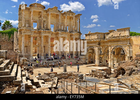 La bibliothèque de Celsus à l'ancien grec/Empire romain ville d'Ephèse près de Selçuk, Kusadasi, Turquie. Banque D'Images